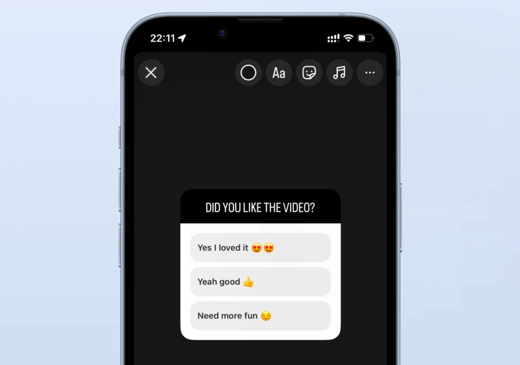 Instagram story poll sample