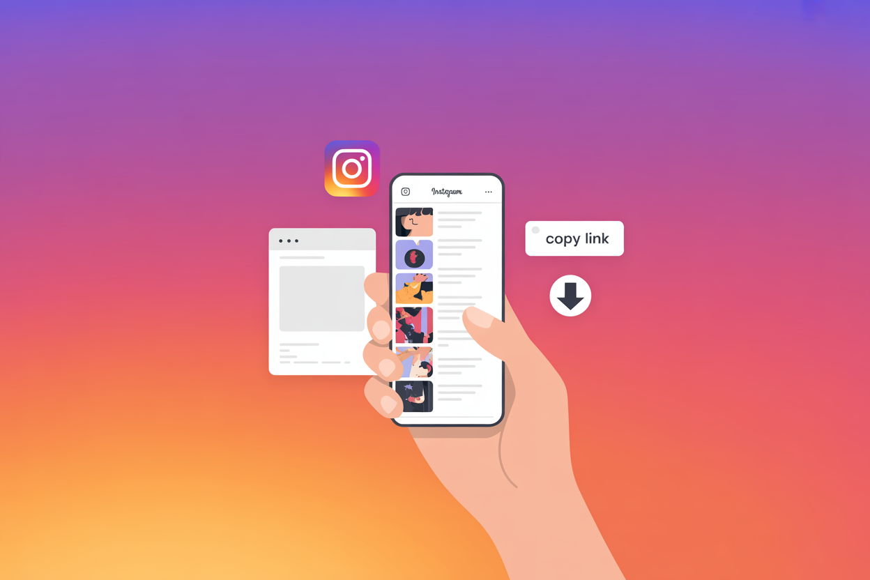 Copy an Instagram Reel link to paste into a Reels downloader
