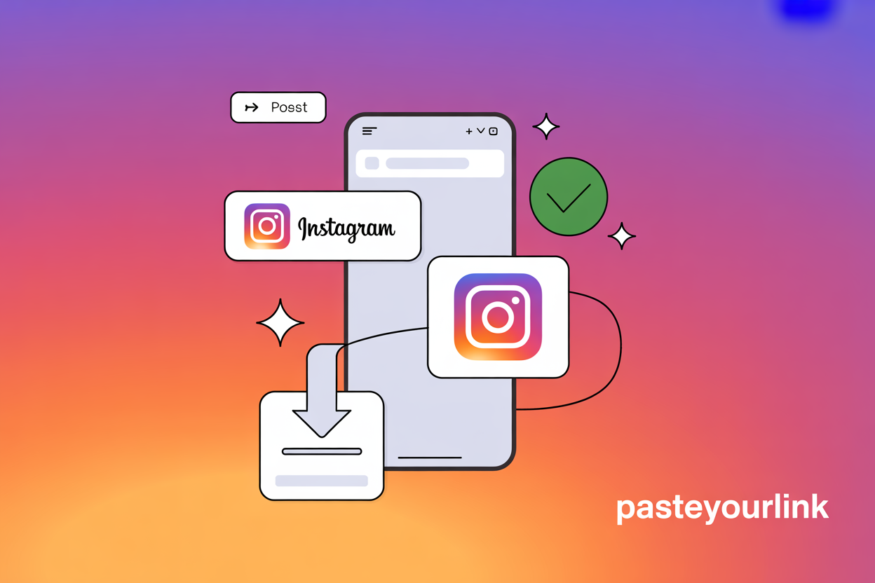 Pasting an Instagram profile link into a free Story downloader to save a Story on a phone