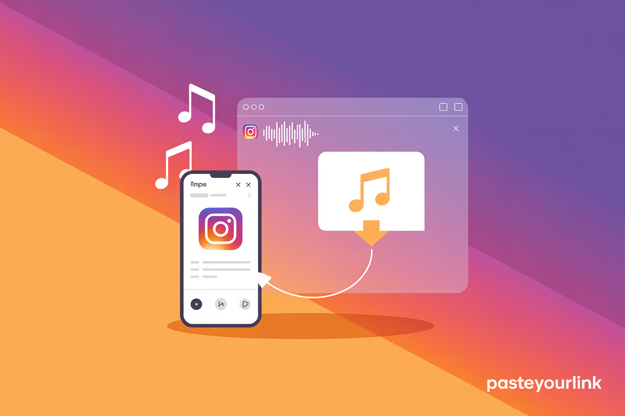 Pasting an Instagram Reel link into a free online downloader to download Instagram music as an MP3 file