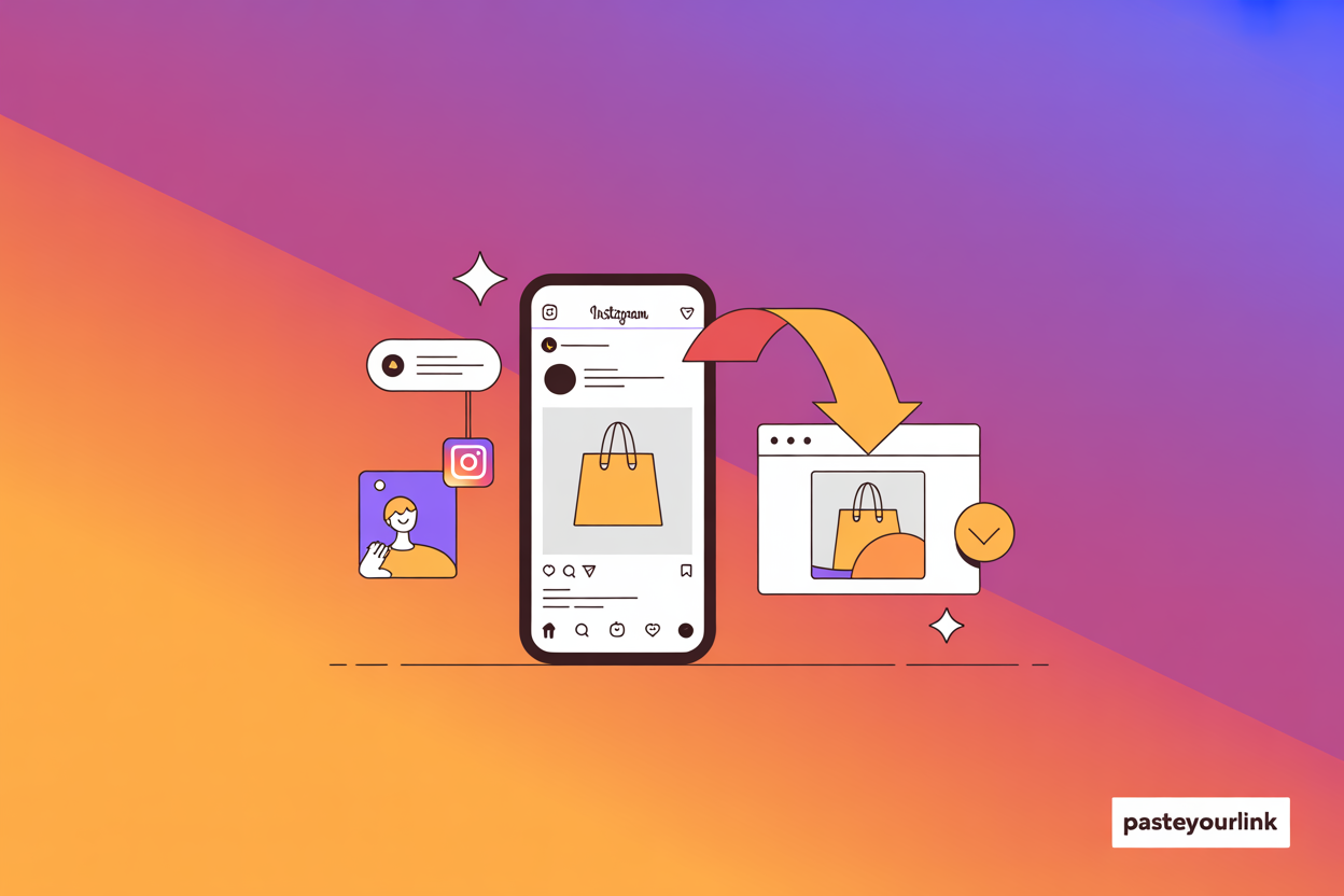 Paste an Instagram Shop post link into the PasteYourLink Instagram shop image downloader to save product photos in HD