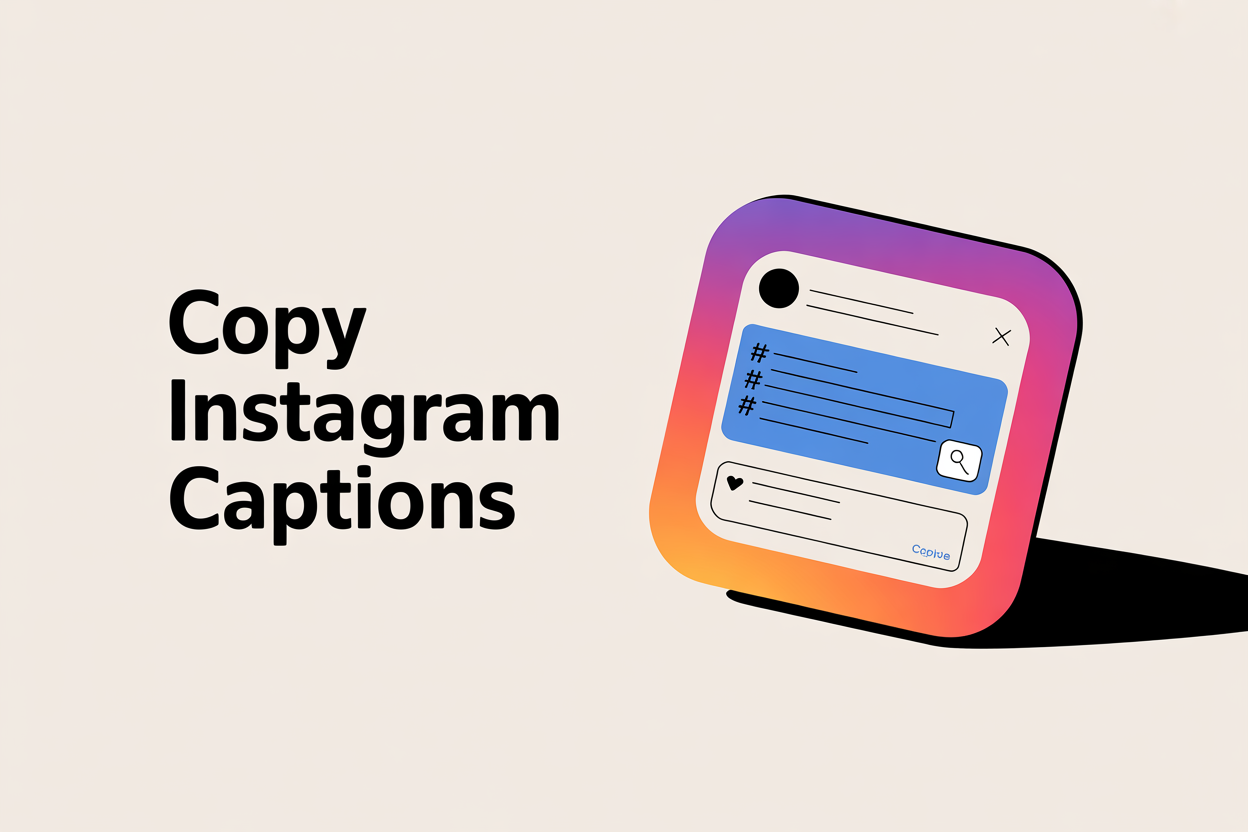 Copy Instagram captions: highlighted caption text on an Instagram post card being copied as text